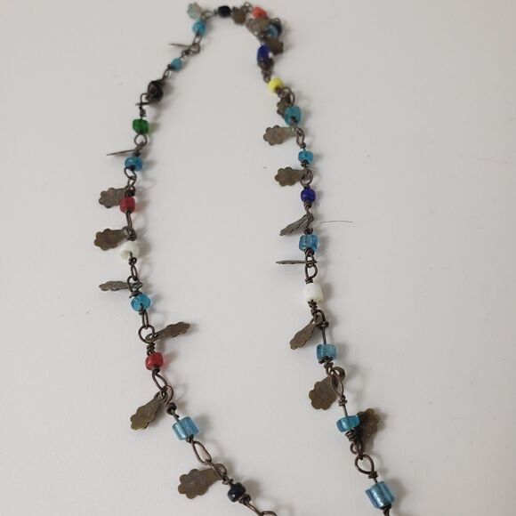 VINTAGE Bronze and Seed Bead Delicate Single Strand Necklace - Picture 8 of 8